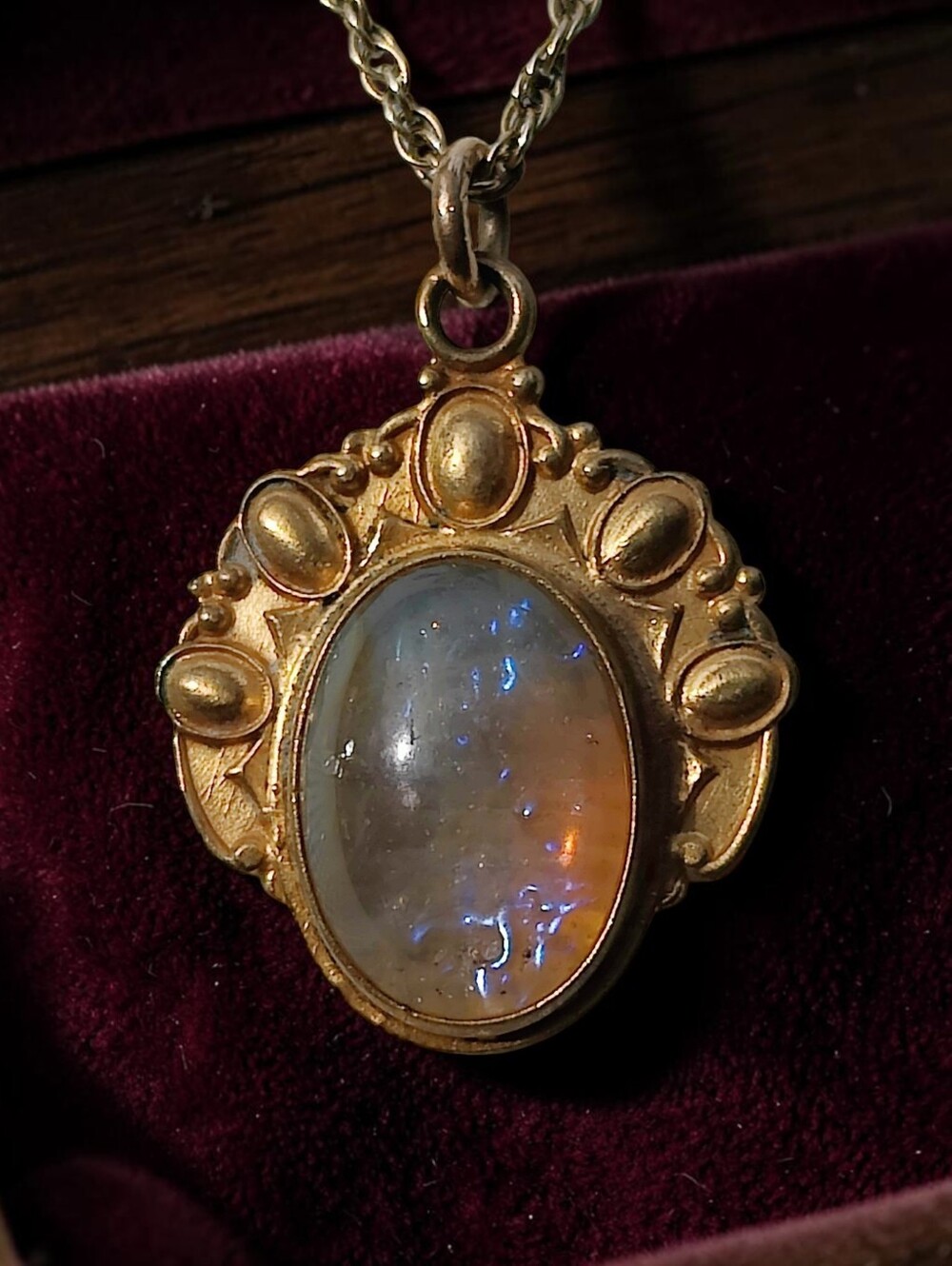 Antique 12K GF Dragon's Breath Pendant Necklace